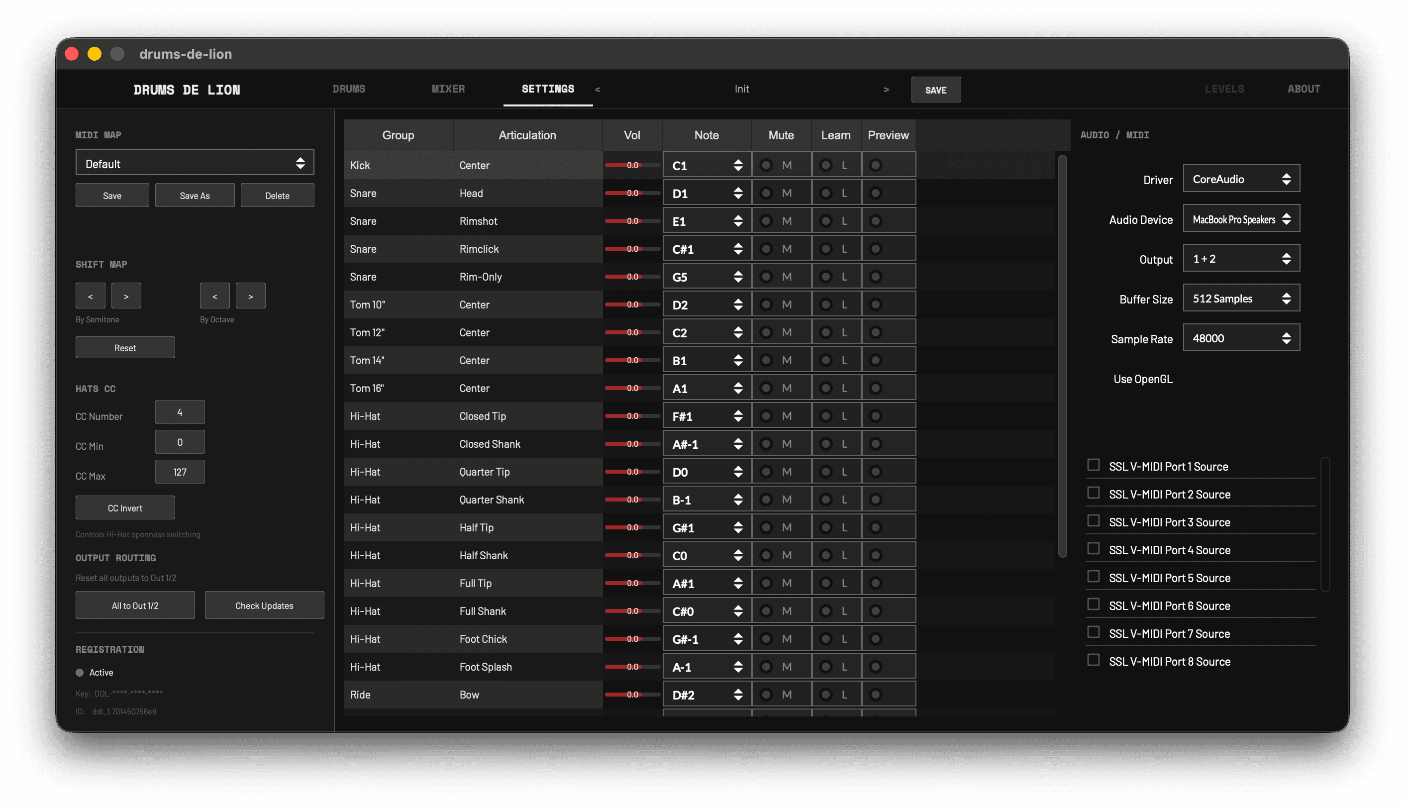 GM / GGD / EZdrummer MIDI maps and full audio setup
